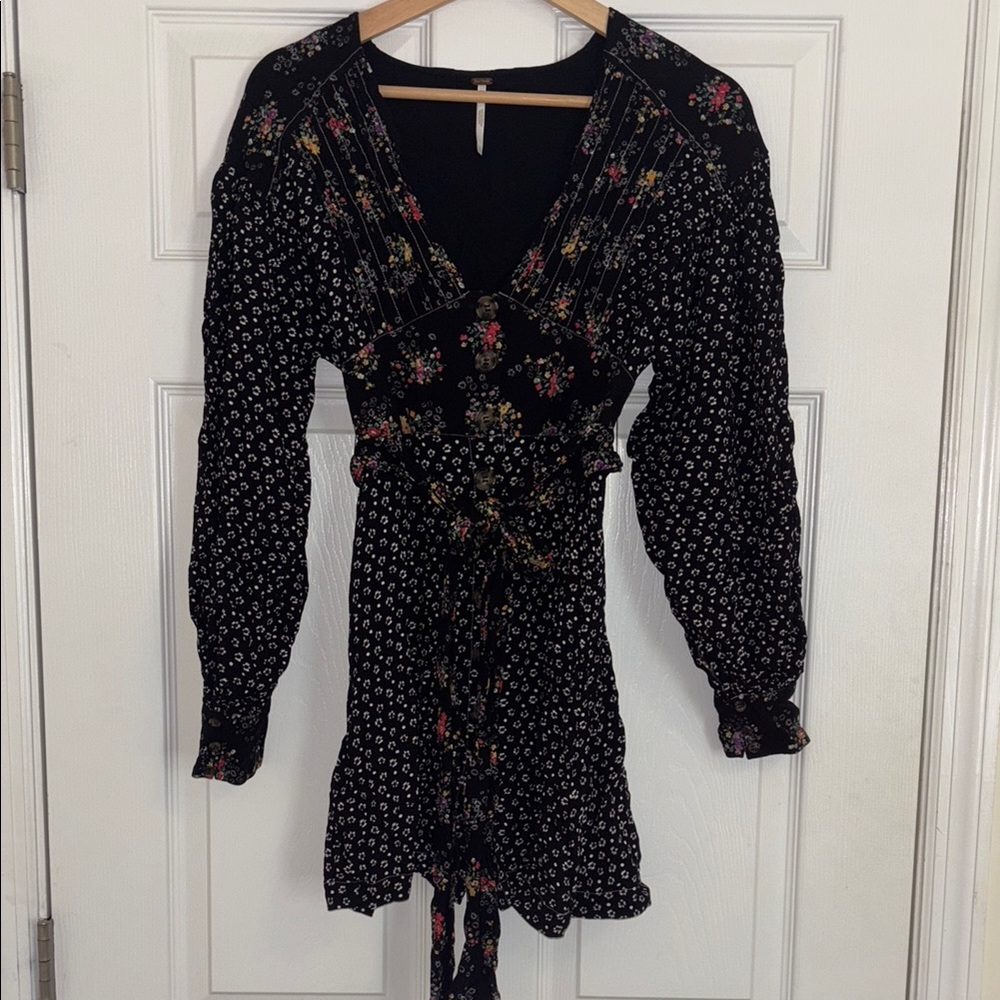 Free People Floral Black Dress (S)